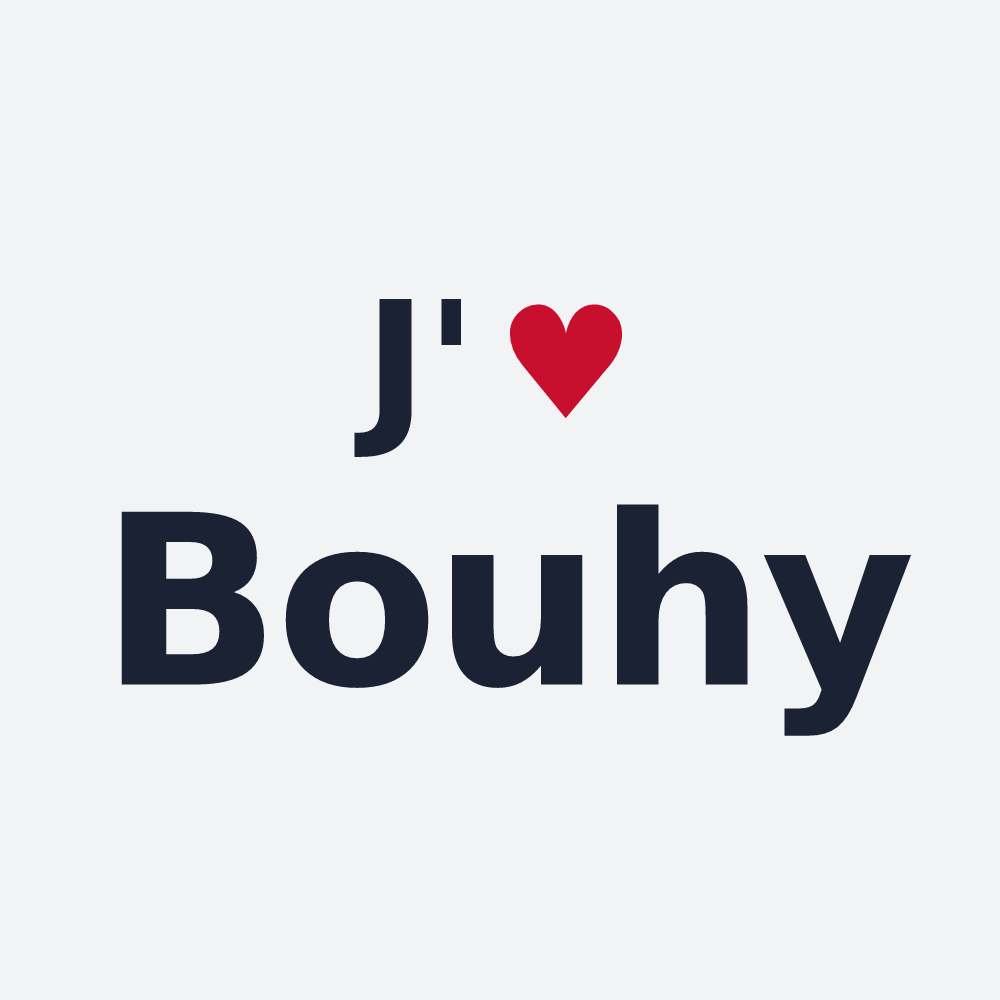 Poster personnalisé Bouhy — design « J'aime Bouhy » imprimé sur le poster