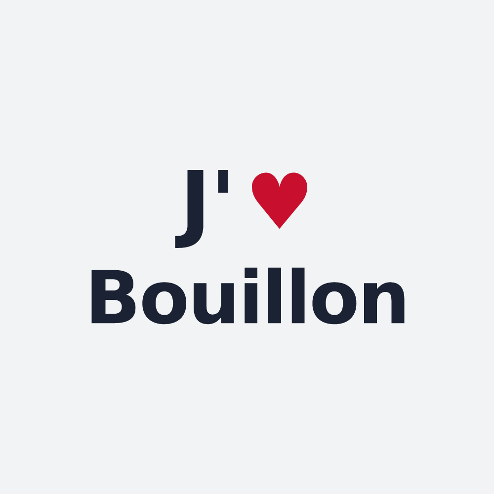 Poster personnalisé Bouillon — design « J'aime Bouillon » imprimé sur le poster