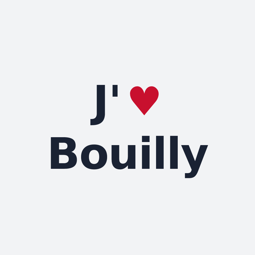 Poster personnalisé Bouilly — design « J'aime Bouilly » imprimé sur le poster