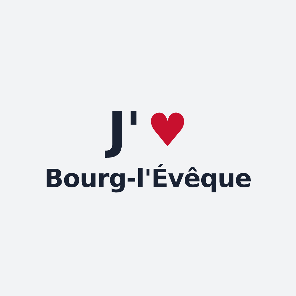 Poster personnalisé Bourg-l'Évêque — design J'aime Bourg-l'Évêque