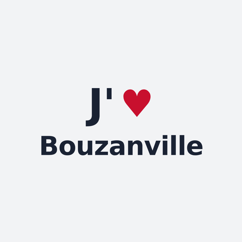 Poster personnalisé Bouzanville — design « J'aime Bouzanville » imprimé sur le poster