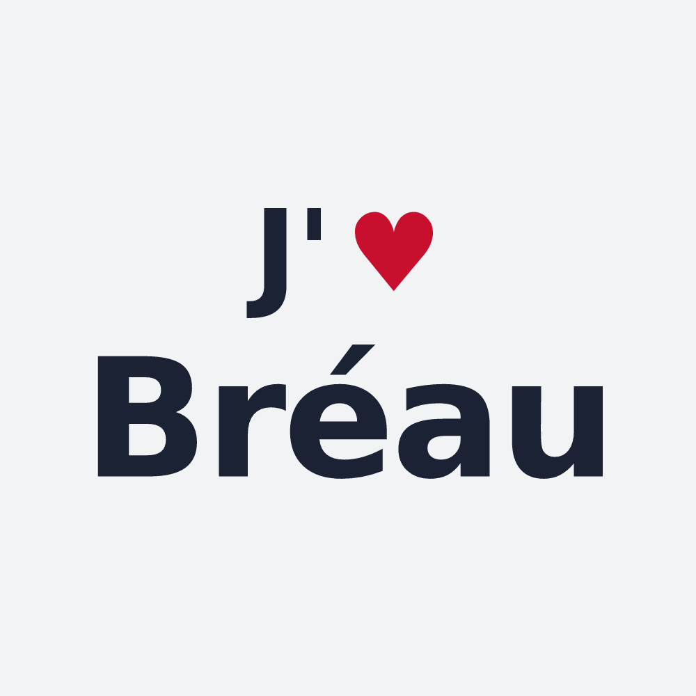 Poster personnalisé Bréau — design « J'aime Bréau » imprimé sur le poster