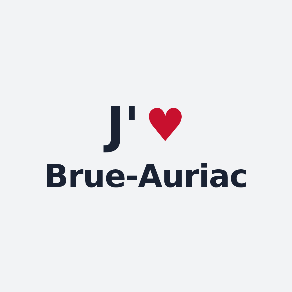 Poster personnalisé Brue-Auriac — design « J'aime Brue-Auriac » imprimé sur le poster