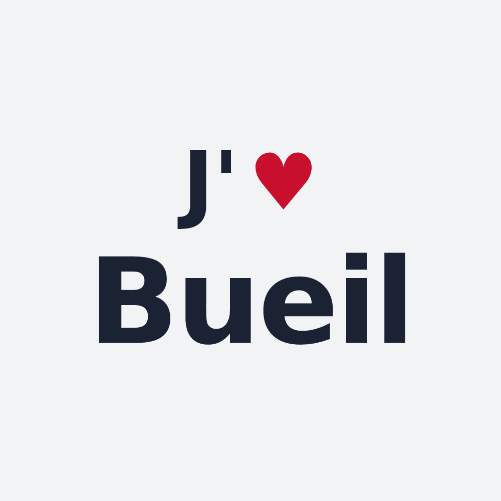 Poster personnalisé Bueil — design « J'aime Bueil » imprimé sur le poster