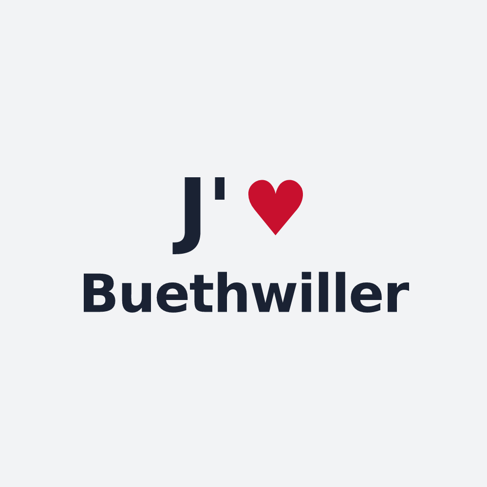Poster personnalisé Buethwiller — design « J'aime Buethwiller » imprimé sur le poster