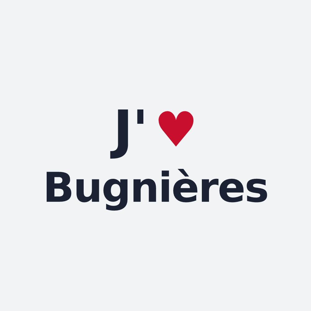 Poster personnalisé Bugnières — design « J'aime Bugnières » imprimé sur le poster