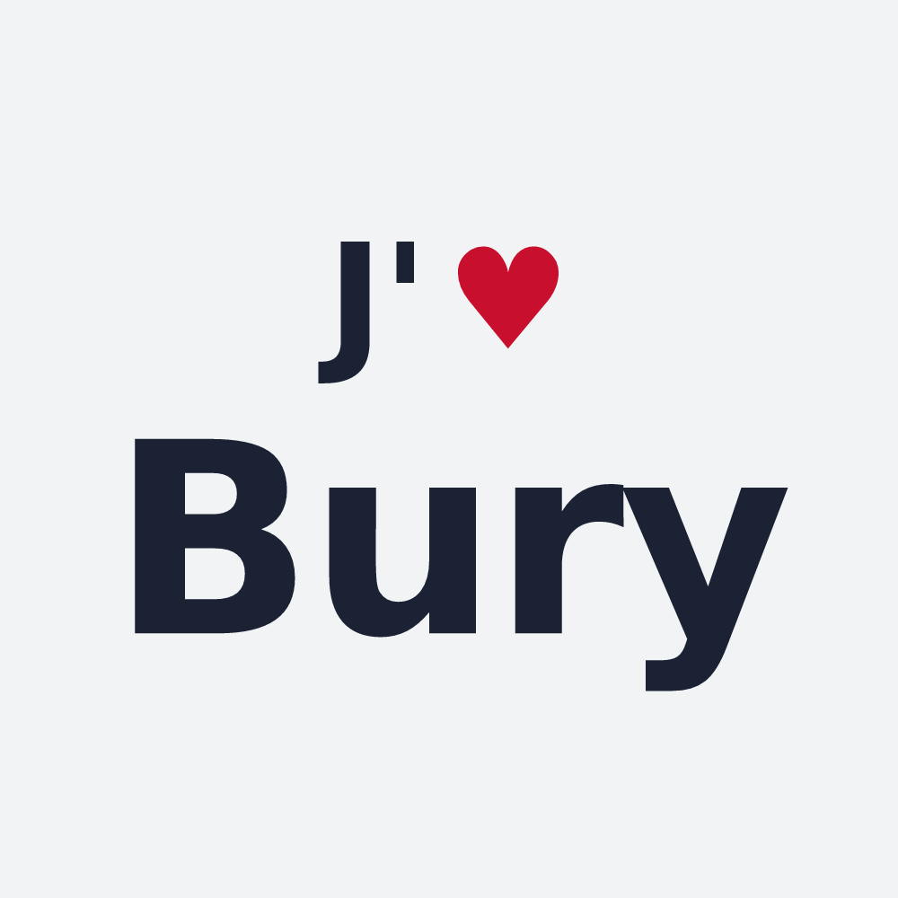 Poster personnalisé Bury — design « J'aime Bury » imprimé sur le poster
