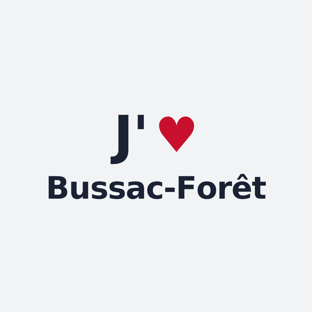 Poster personnalisé Bussac-Forêt — design J'aime Bussac-Forêt