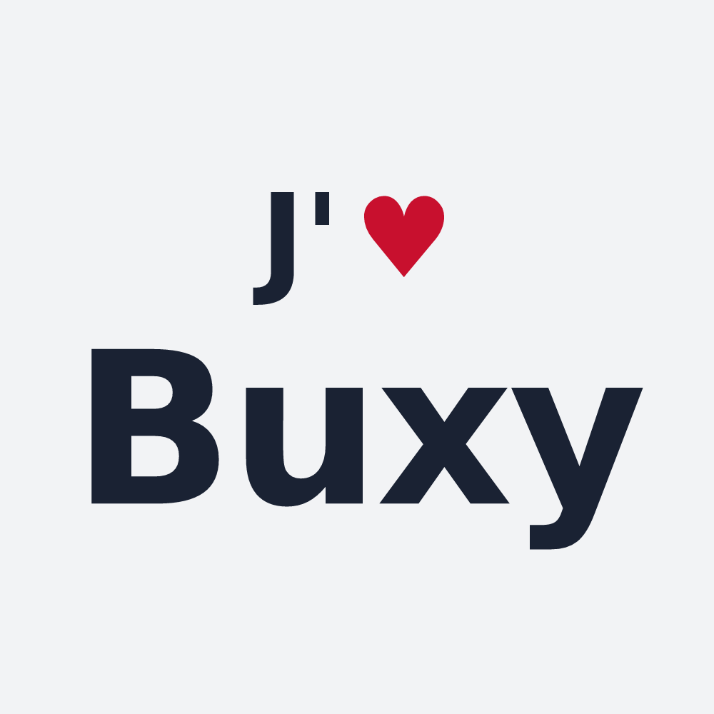 Poster personnalisé Buxy — design « J'aime Buxy » imprimé sur le poster
