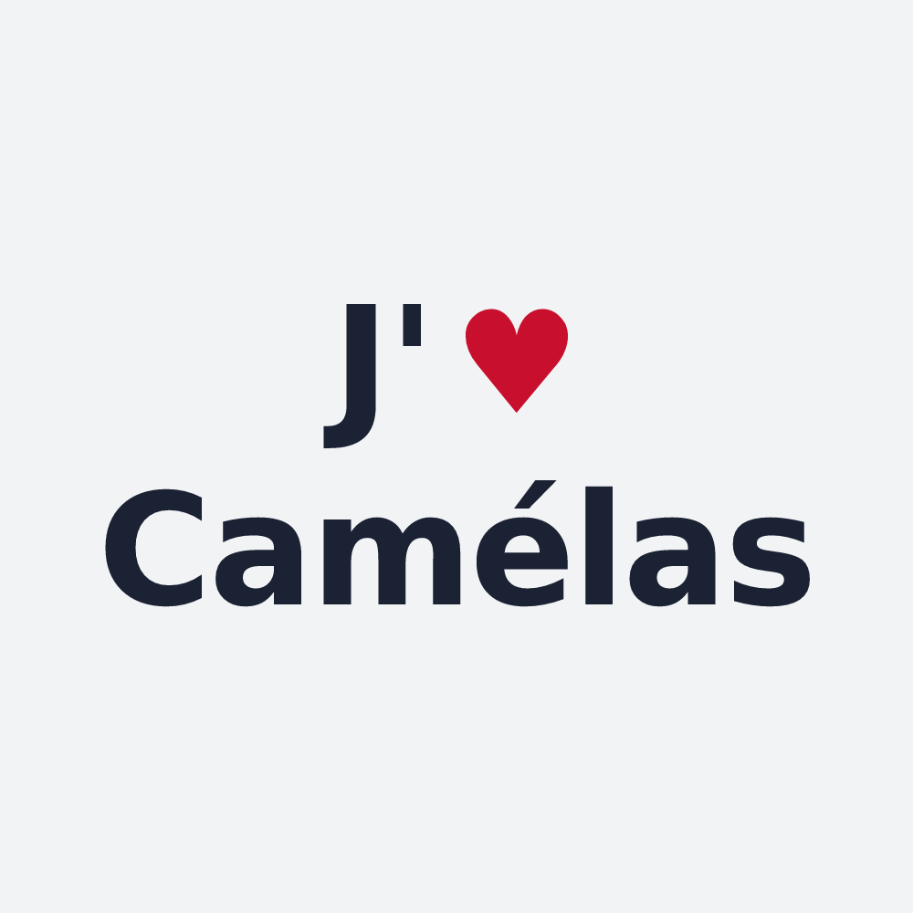 Poster personnalisé Camélas — design « J'aime Camélas » imprimé sur le poster