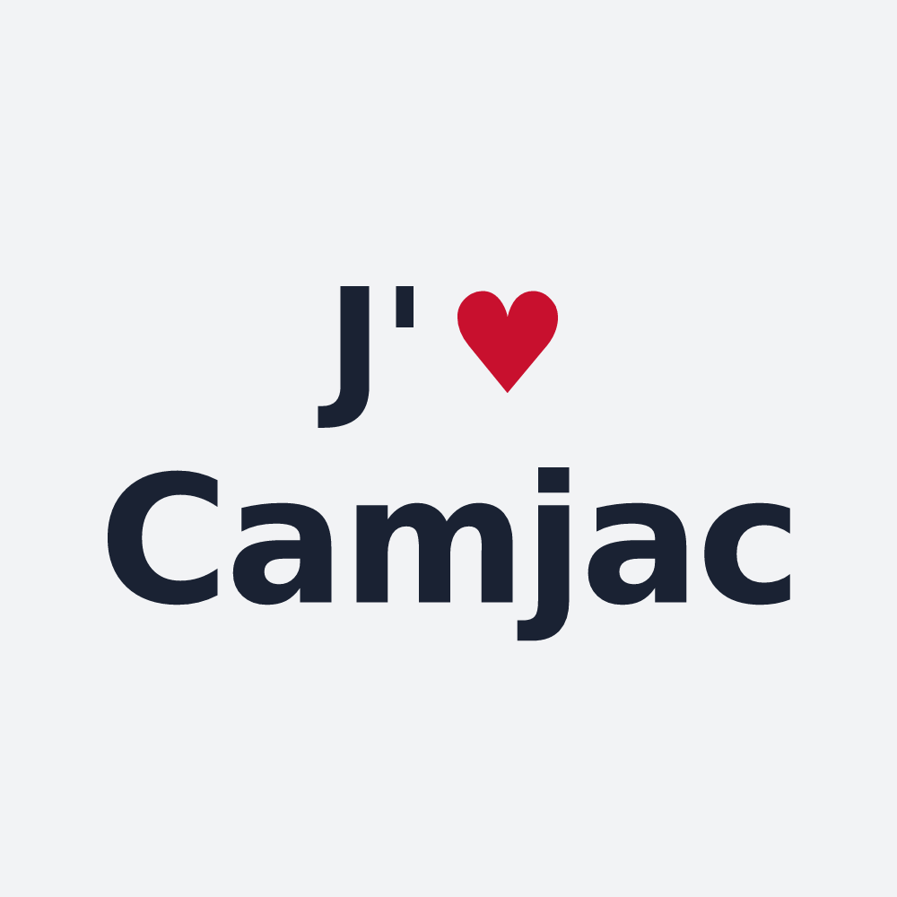 Poster personnalisé Camjac — design « J'aime Camjac » imprimé sur le poster