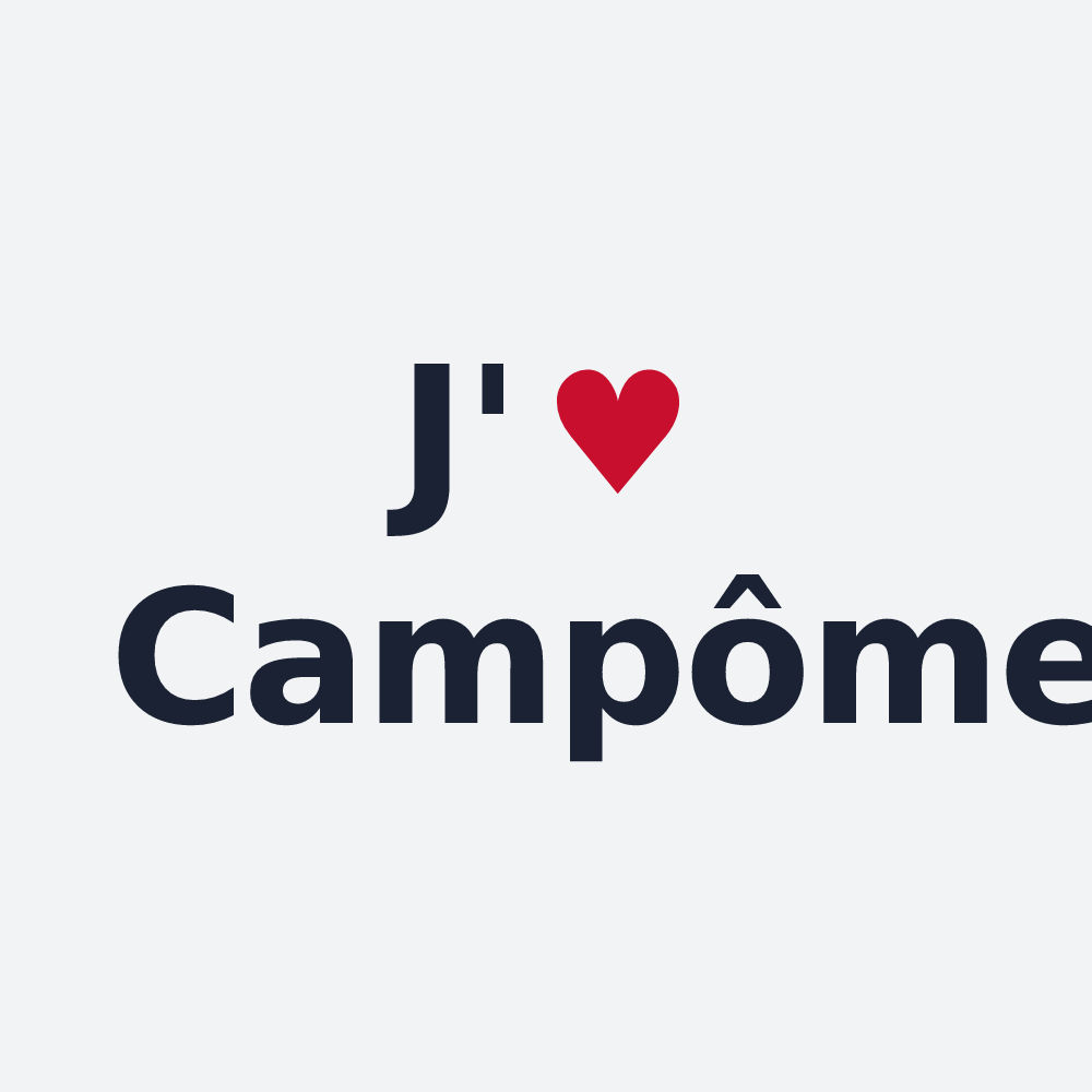 Poster personnalisé Campôme — design « J'aime Campôme » imprimé sur le poster