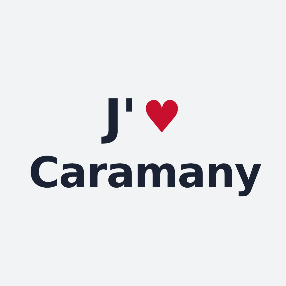 Poster personnalisé Caramany — design « J'aime Caramany » imprimé sur le poster