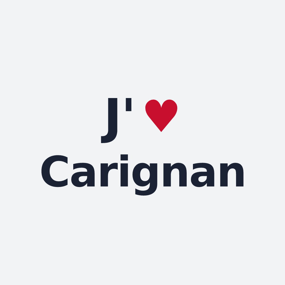 Poster personnalisé Carignan — design « J'aime Carignan » imprimé sur le poster