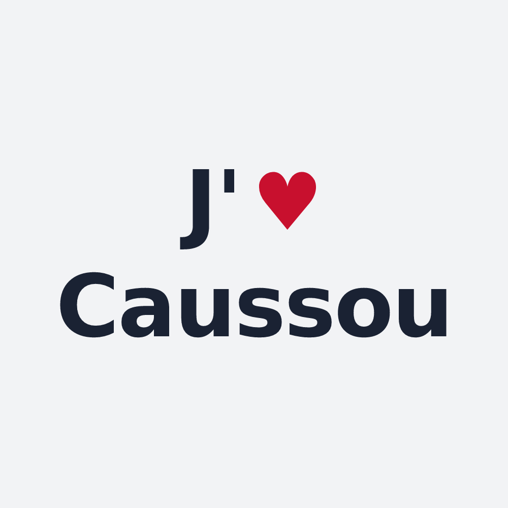 Poster personnalisé Caussou — design « J'aime Caussou » imprimé sur le poster