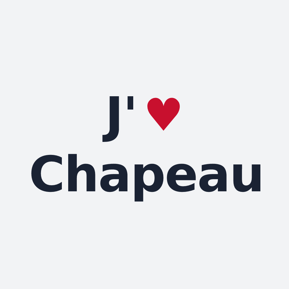 Poster personnalisé Chapeau — design « J'aime Chapeau » imprimé sur le poster
