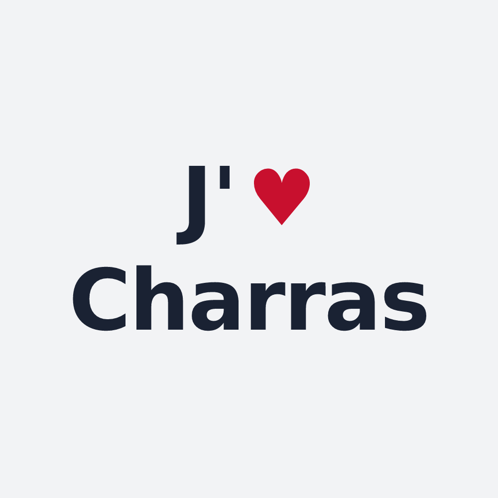Poster personnalisé Charras — design « J'aime Charras » imprimé sur le poster