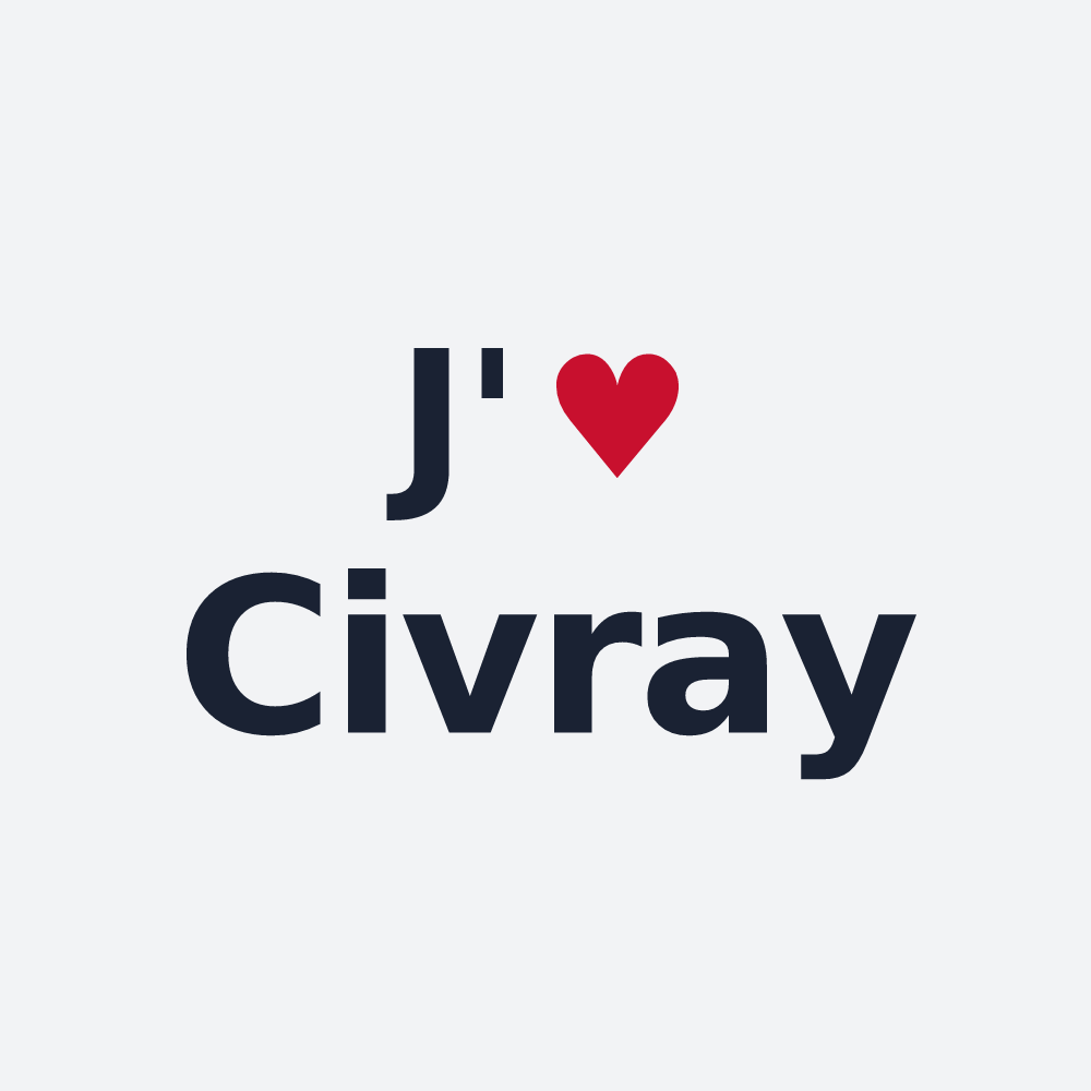 Poster personnalisé Civray — design « J'aime Civray » imprimé sur le poster