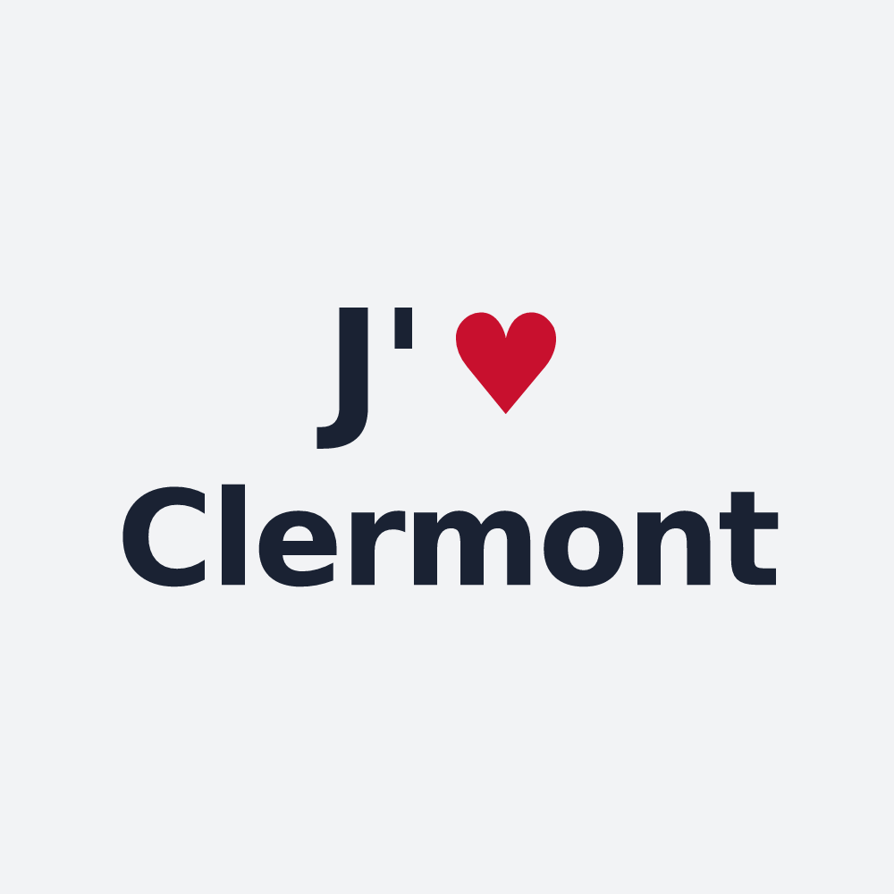 Poster personnalisé Clermont — design « J'aime Clermont » imprimé sur le poster