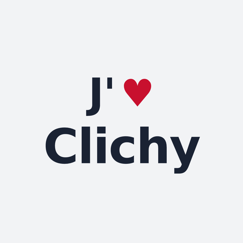 Poster personnalisé Clichy — design « J'aime Clichy » imprimé sur le poster