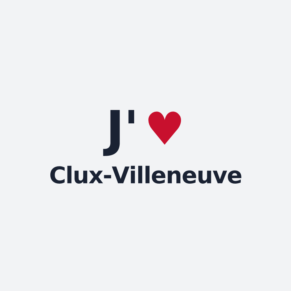 Poster personnalisé Clux-Villeneuve — design J'aime Clux-Villeneuve