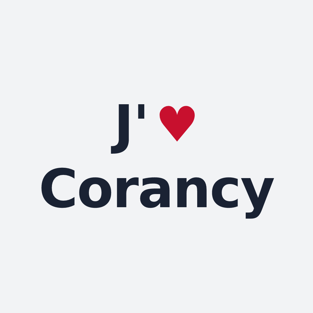 Poster personnalisé Corancy — design J'aime Corancy