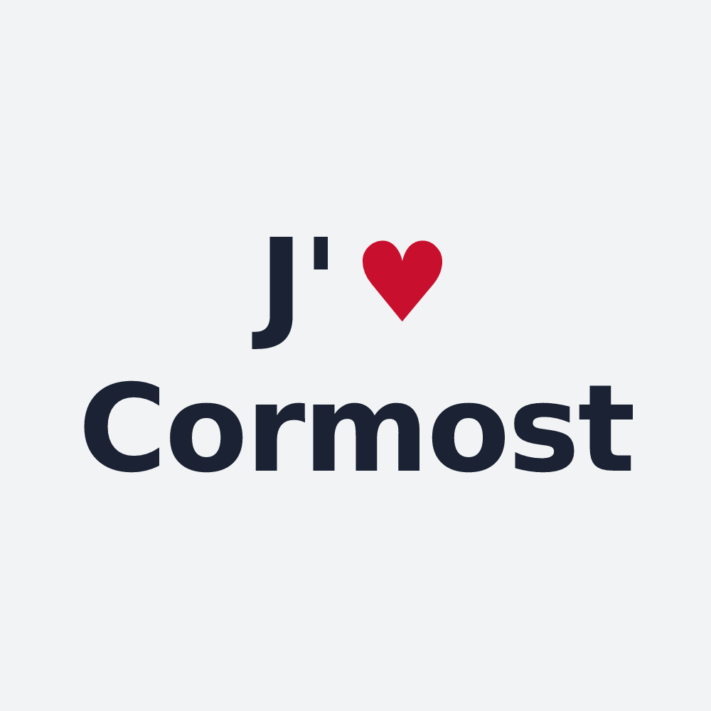 Poster personnalisé Cormost — design « J'aime Cormost » imprimé sur le poster