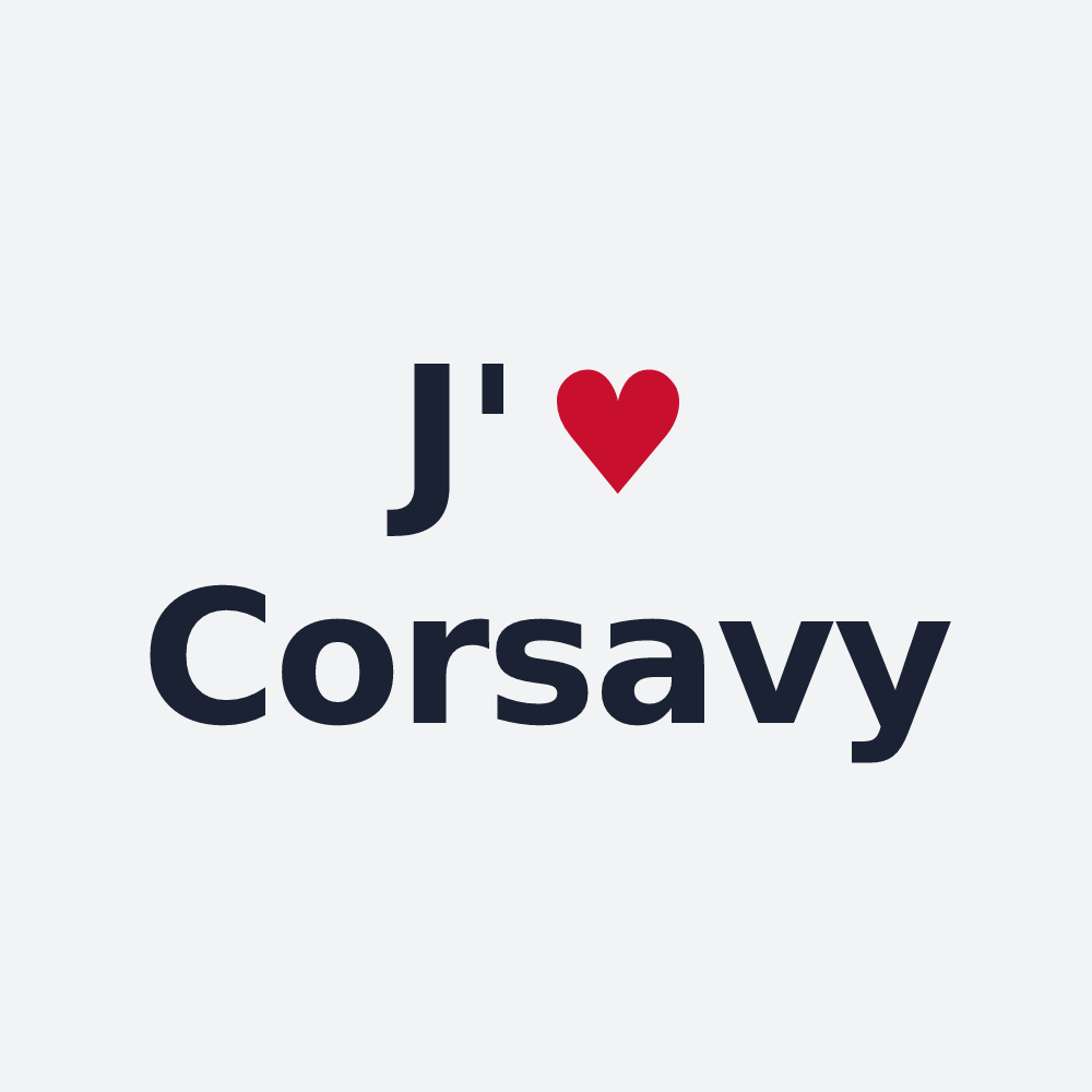 Poster personnalisé Corsavy — design « J'aime Corsavy » imprimé sur le poster