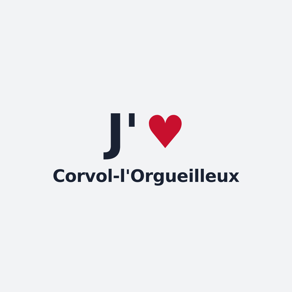 Poster personnalisé Corvol-l'Orgueilleux — design « J'aime Corvol-l'Orgueilleux » imprimé sur le poster