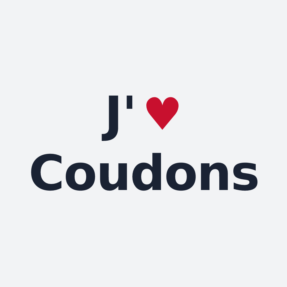 Poster personnalisé Coudons — design J'aime Coudons
