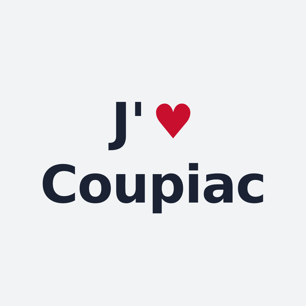 Poster personnalisé Coupiac — design « J'aime Coupiac » imprimé sur le poster