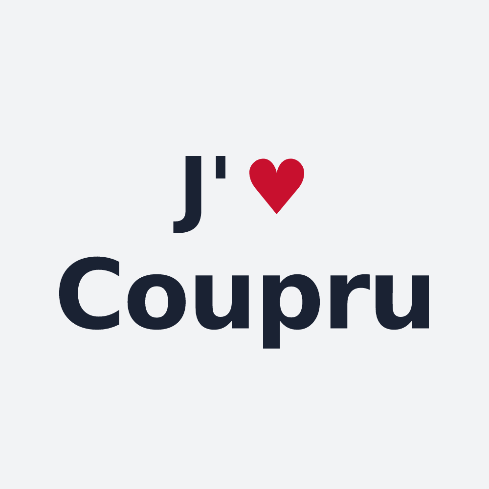 Poster personnalisé Coupru — design « J'aime Coupru » imprimé sur le poster