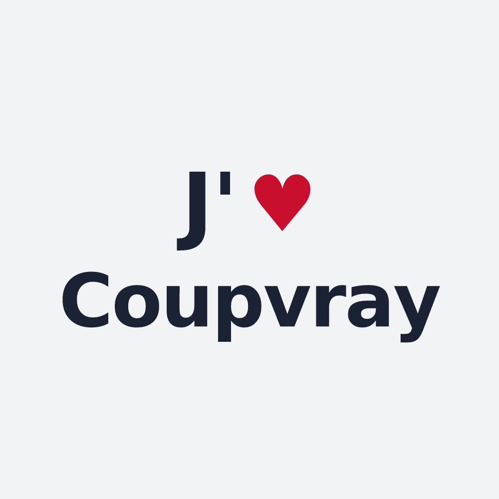 Poster personnalisé Coupvray — design « J'aime Coupvray » imprimé sur le poster