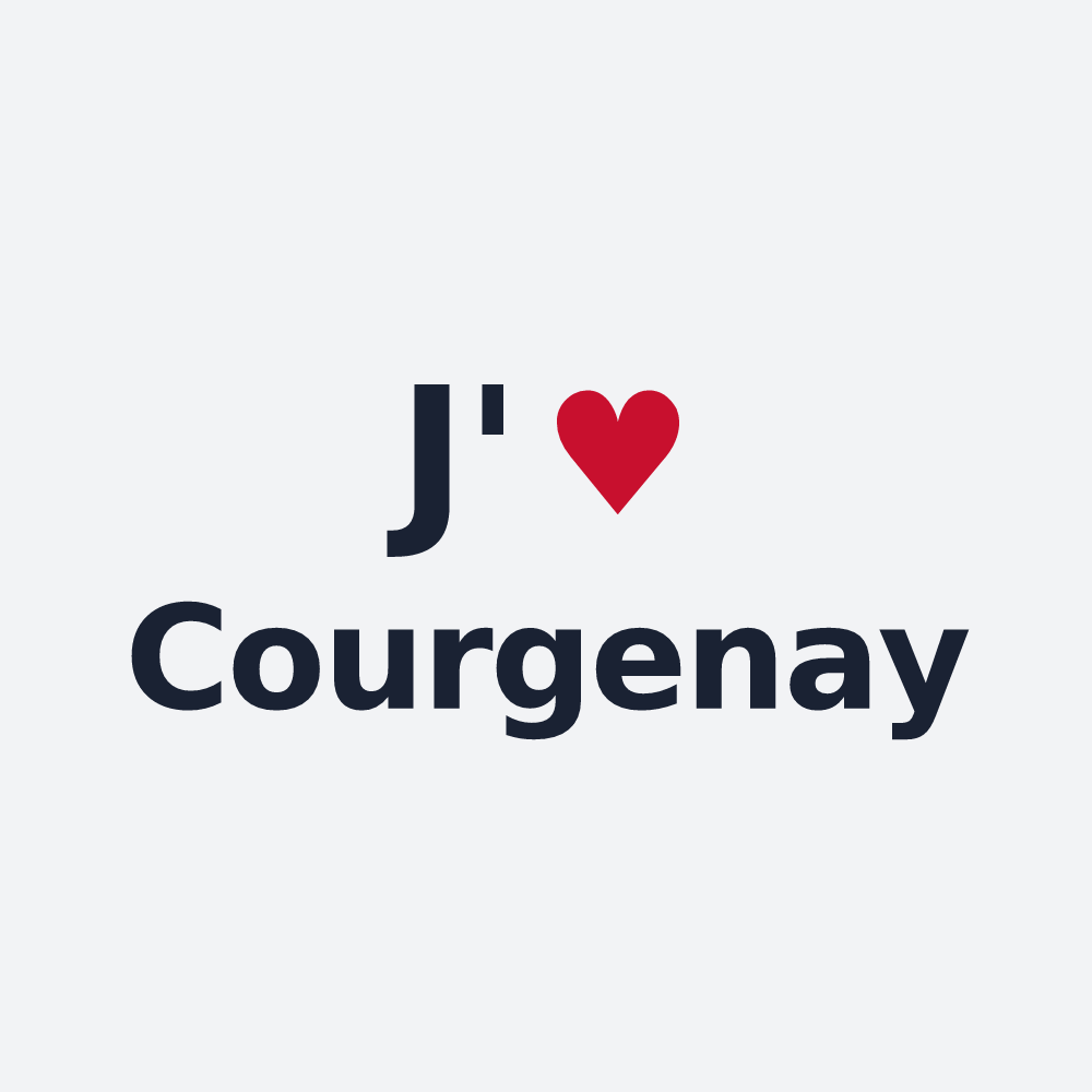 Poster personnalisé Courgenay — design « J'aime Courgenay » imprimé sur le poster