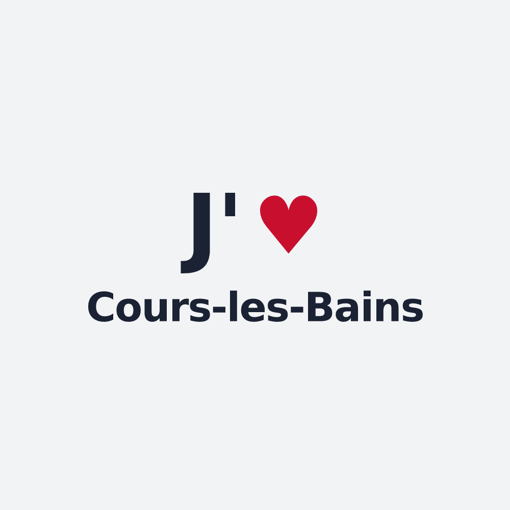 Poster personnalisé Cours-les-Bains — design « J'aime Cours-les-Bains » imprimé sur le poster
