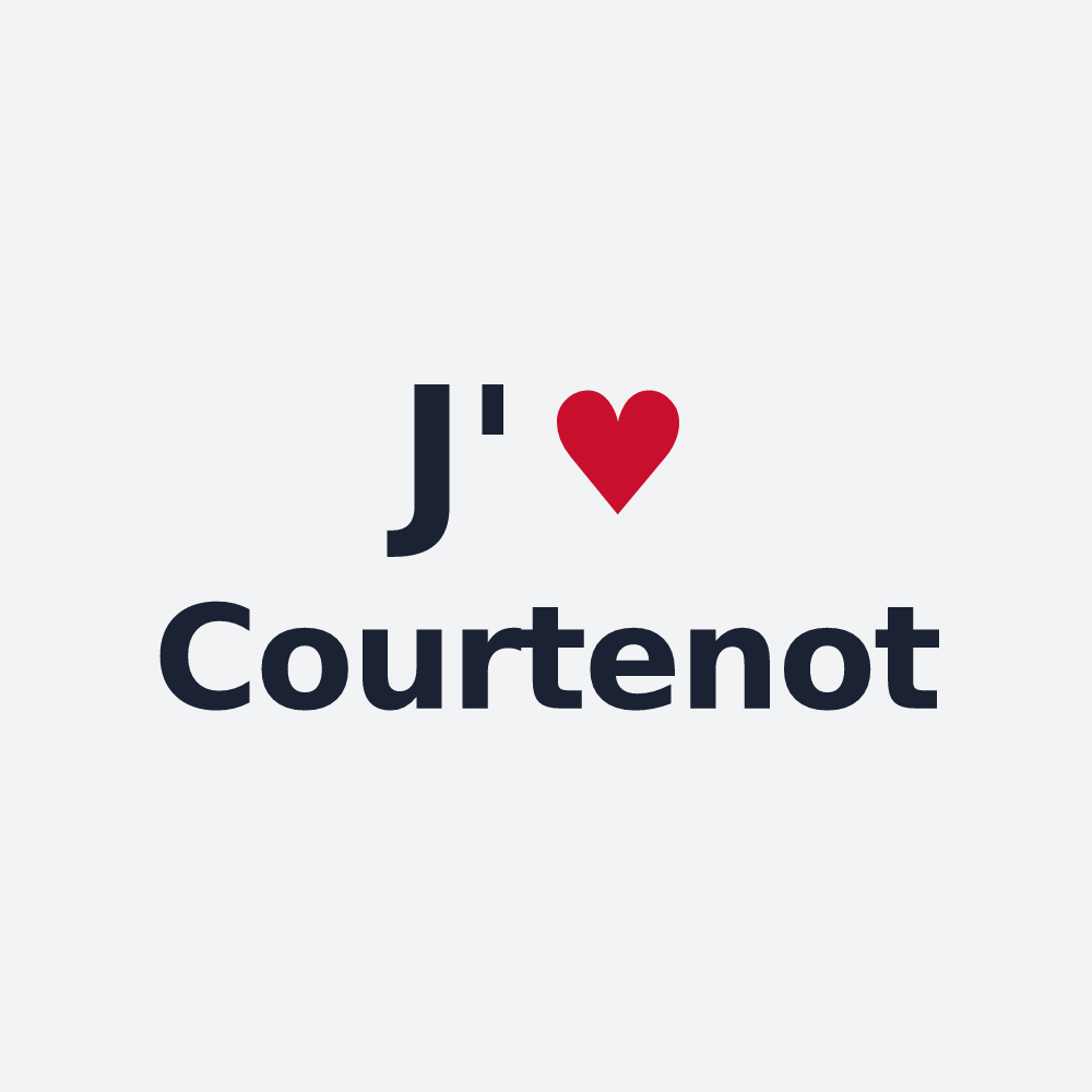 Poster personnalisé Courtenot — design « J'aime Courtenot » imprimé sur le poster