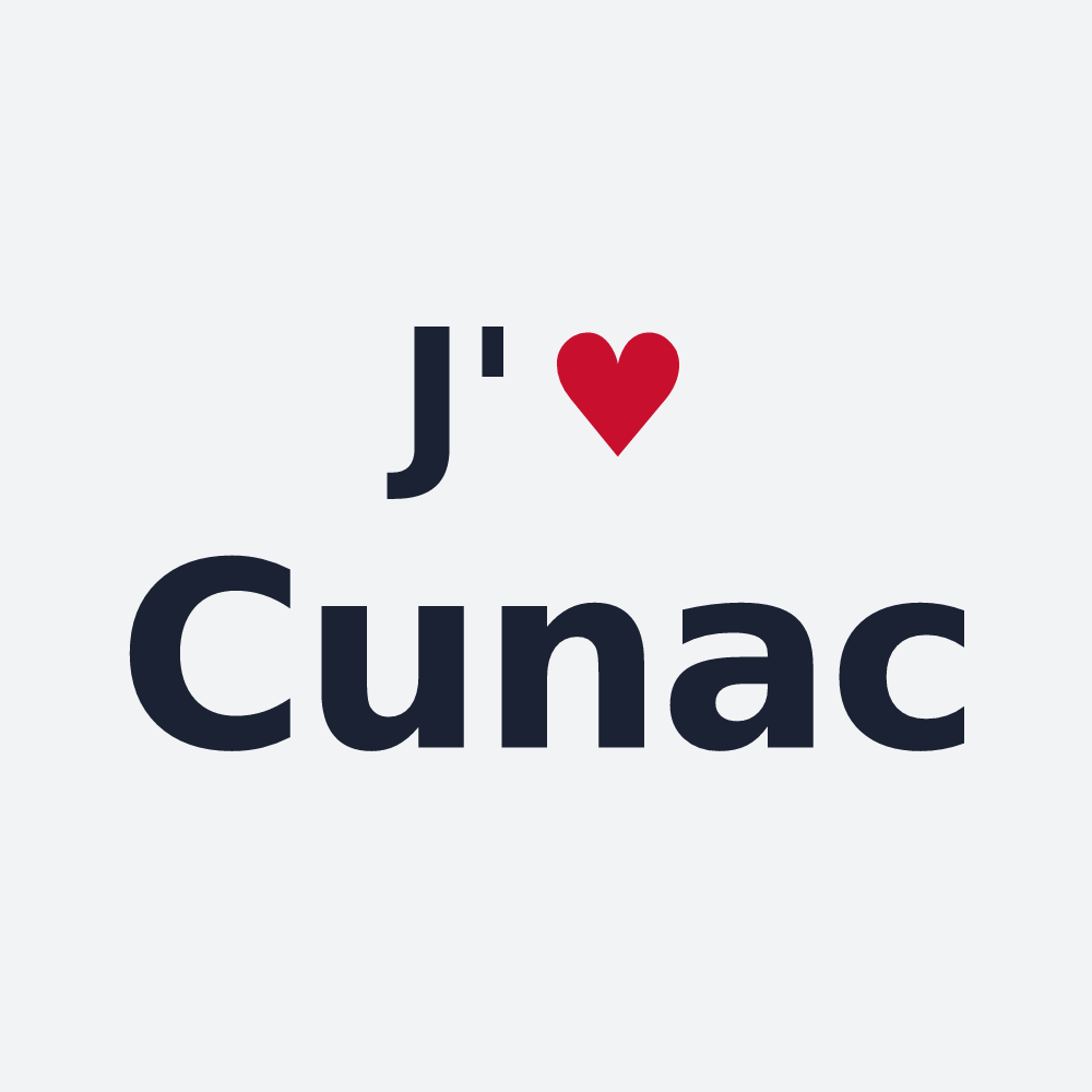 Poster personnalisé Cunac — design « J'aime Cunac » imprimé sur le poster