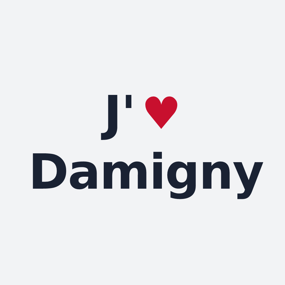 Poster personnalisé Damigny — design « J'aime Damigny » imprimé sur le poster