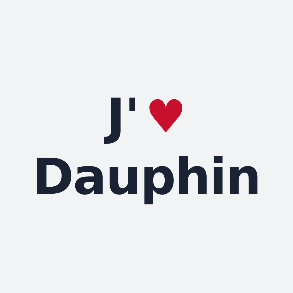 Poster personnalisé Dauphin — design « J'aime Dauphin » imprimé sur le poster