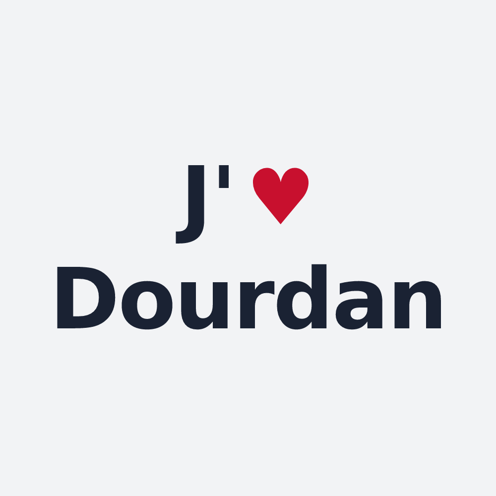 Poster personnalisé Dourdan — design « J'aime Dourdan » imprimé sur le poster