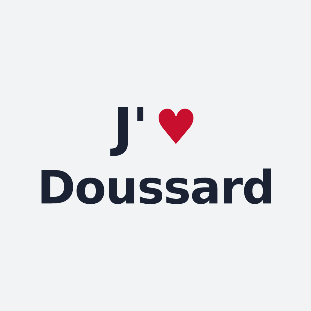 Poster personnalisé Doussard — design « J'aime Doussard » imprimé sur le poster