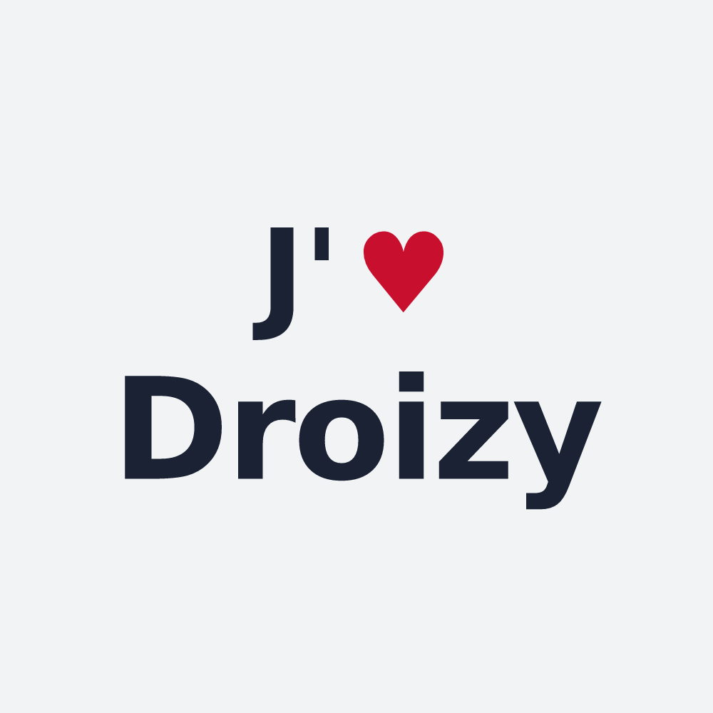 Poster personnalisé Droizy — design J'aime Droizy