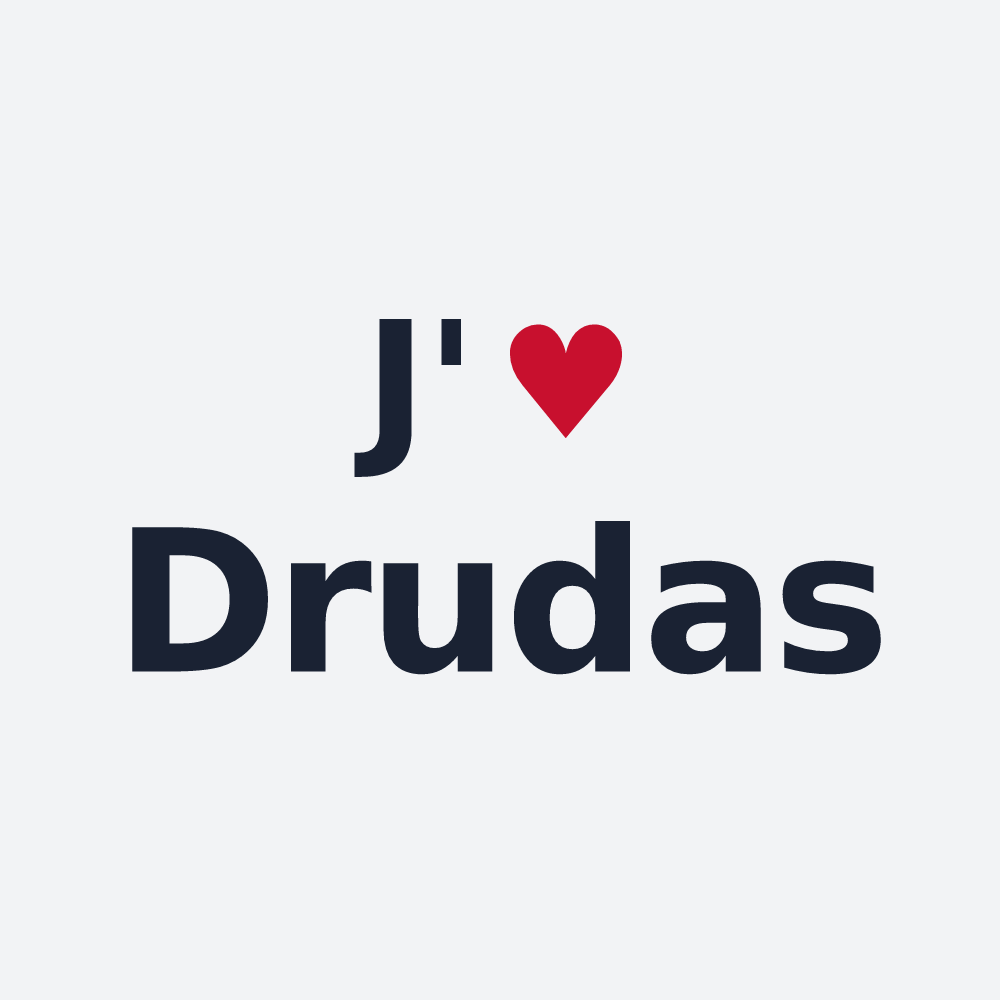 Poster personnalisé Drudas — design J'aime Drudas
