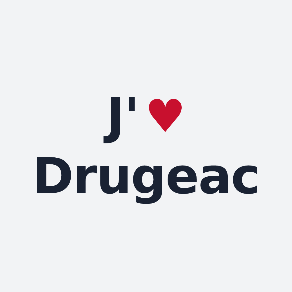 Poster personnalisé Drugeac — design J'aime Drugeac