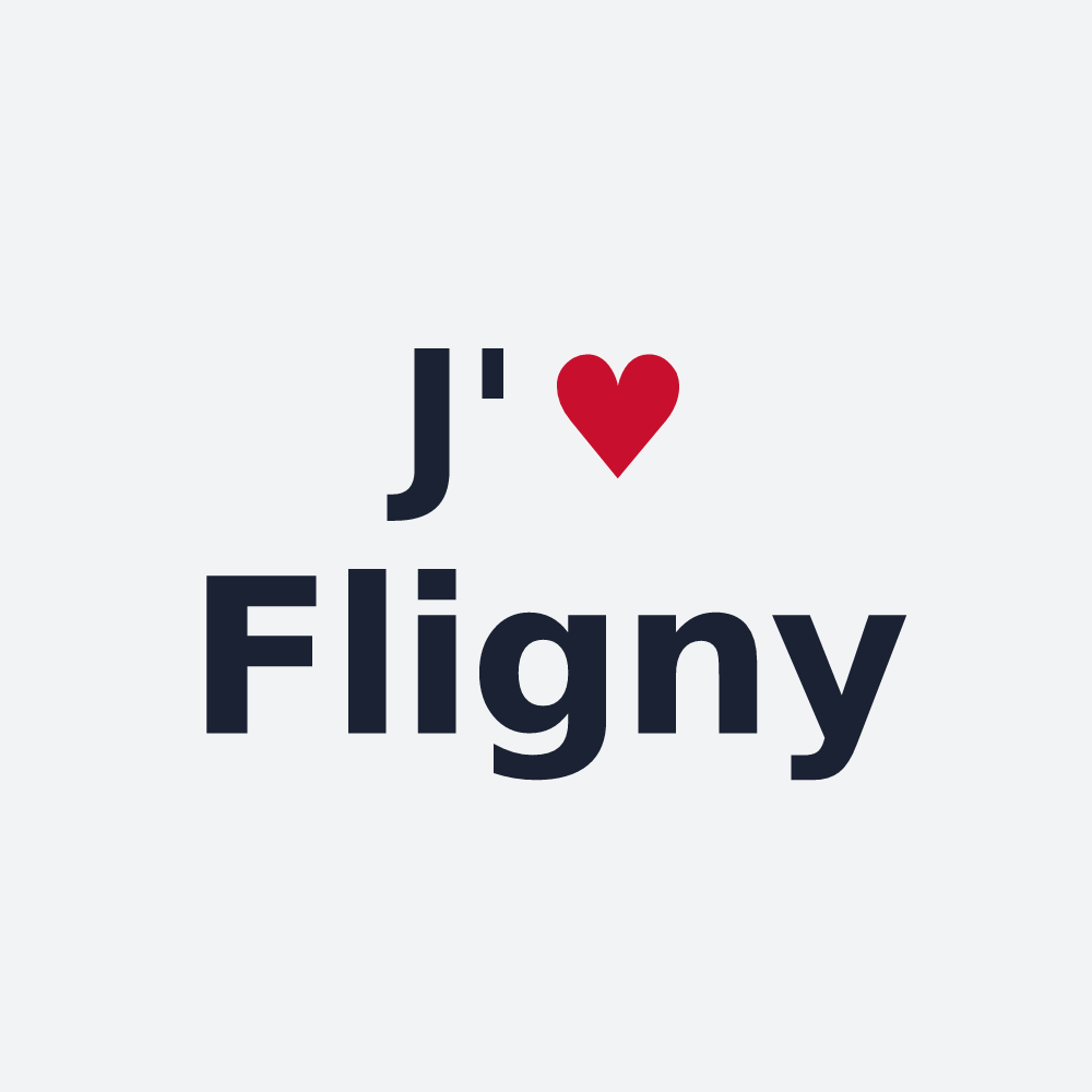 Poster personnalisé Fligny — design « J'aime Fligny » imprimé sur le poster
