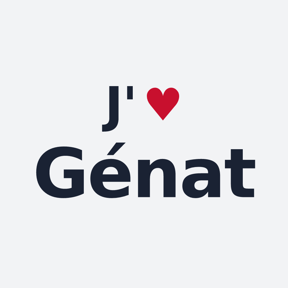 Poster personnalisé Génat — design « J'aime Génat » imprimé sur le poster