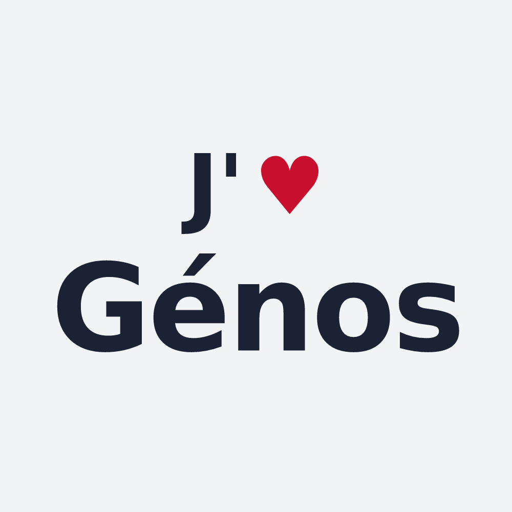 Poster personnalisé Génos — design « J'aime Génos » imprimé sur le poster