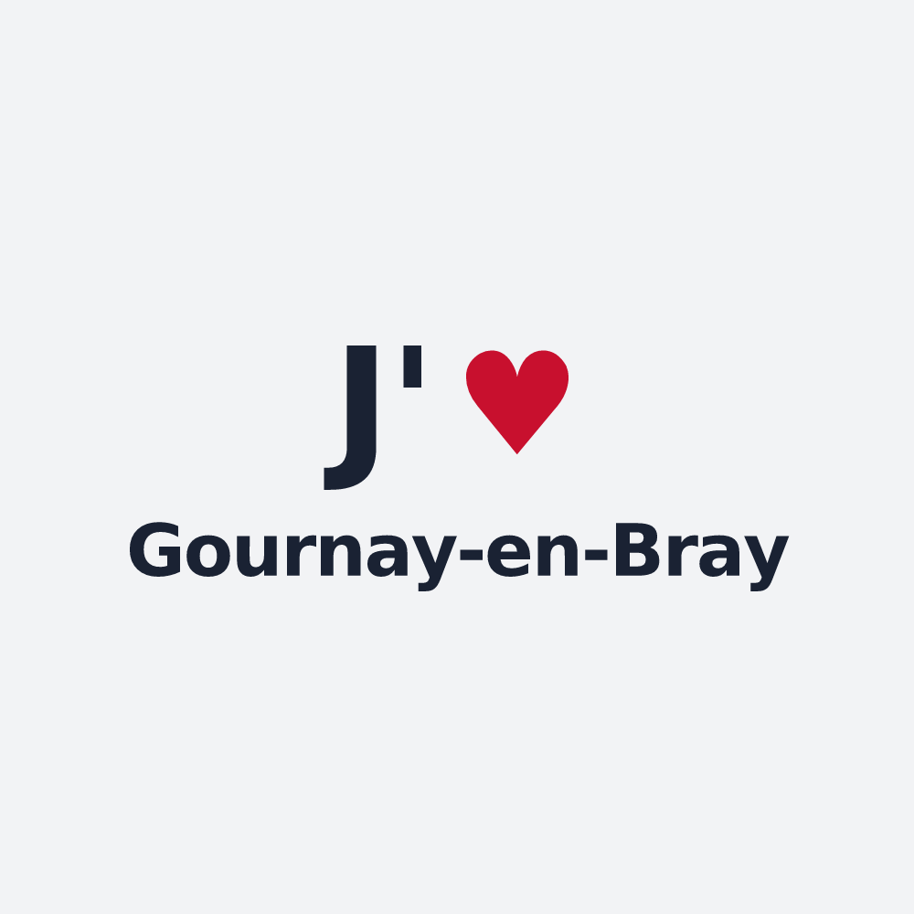 Poster personnalisé Gournay-en-Bray — design « J'aime Gournay-en-Bray » imprimé sur le poster