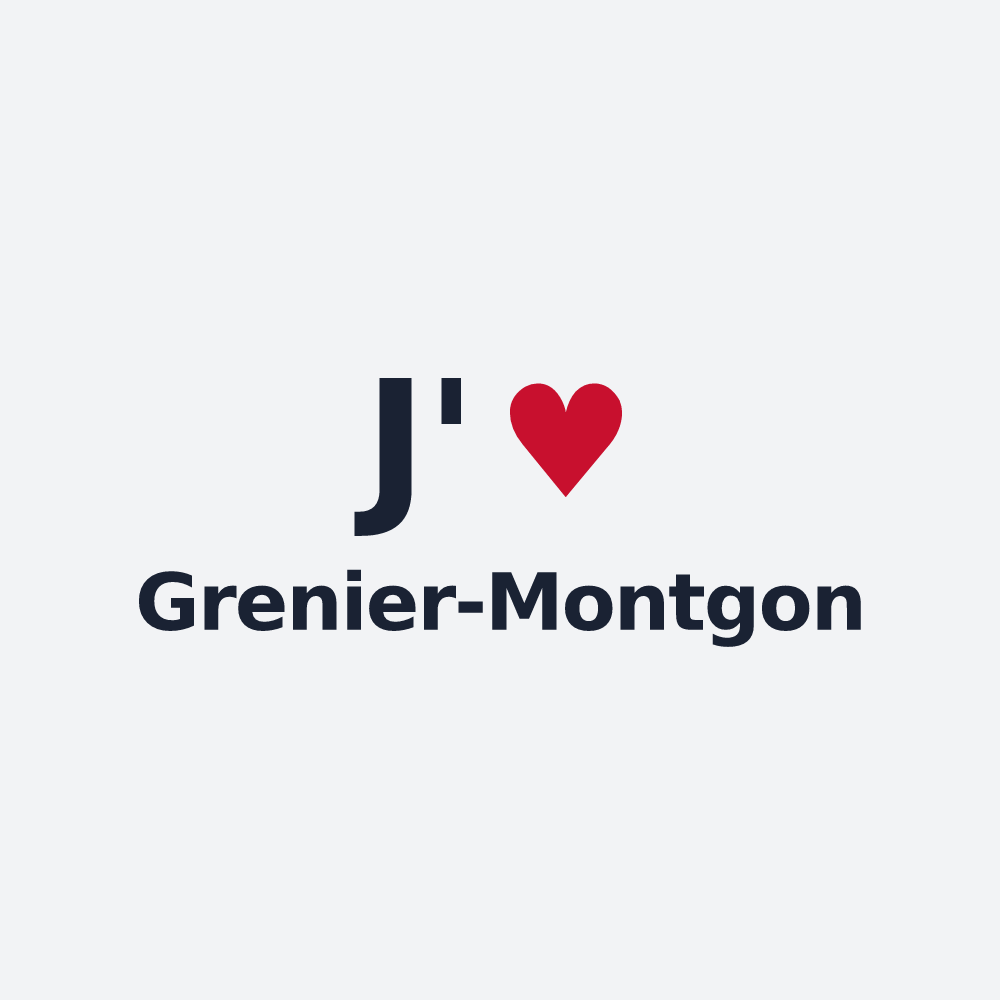 Poster personnalisé Grenier-Montgon — design « J'aime Grenier-Montgon » imprimé sur le poster