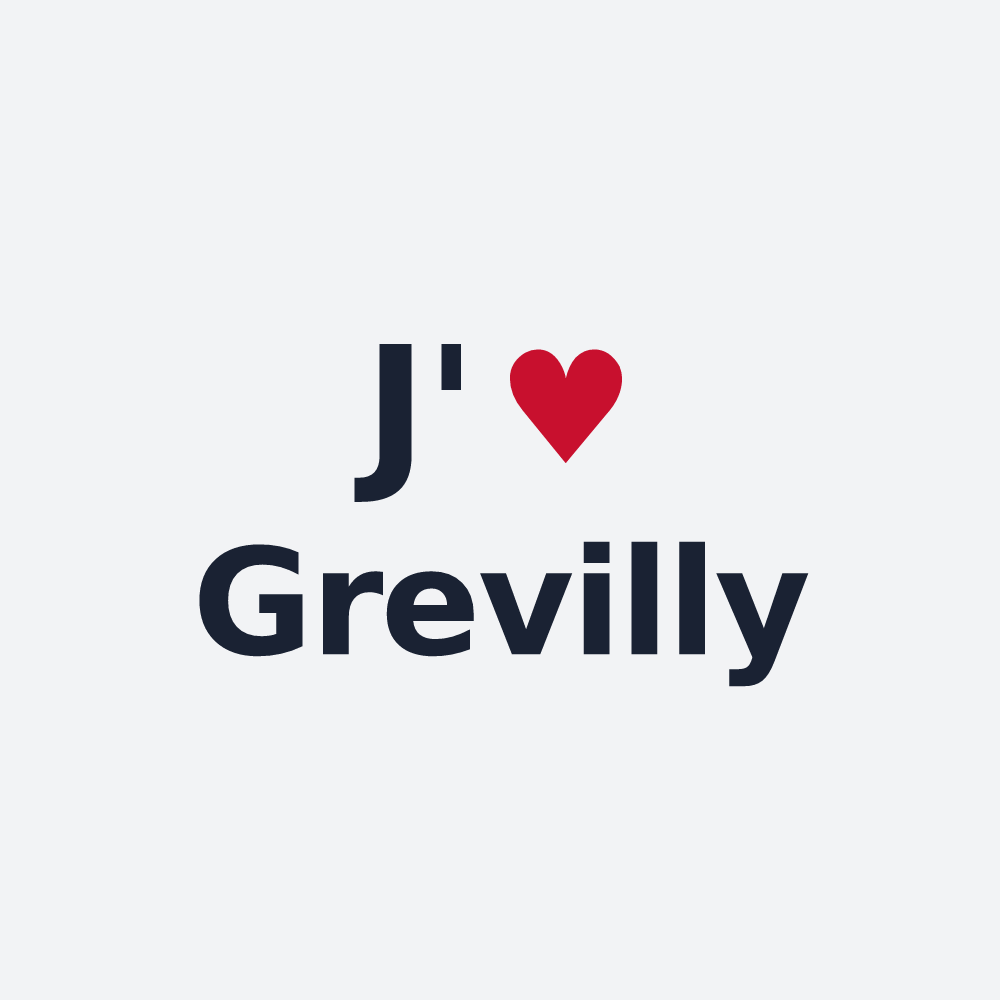 Poster personnalisé Grevilly — design J'aime Grevilly